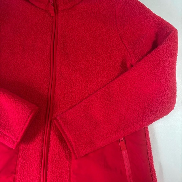 T by Talbots Red Zip-Up Sherpa Fleece Jacket Size Medium - Picture 9 of 11